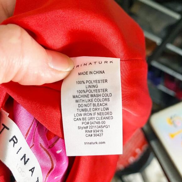 Trina Turk Red/Pink Floral Print One Shoulder Dress Women's Sz 14 100% Polyester - Picture 7 of 9